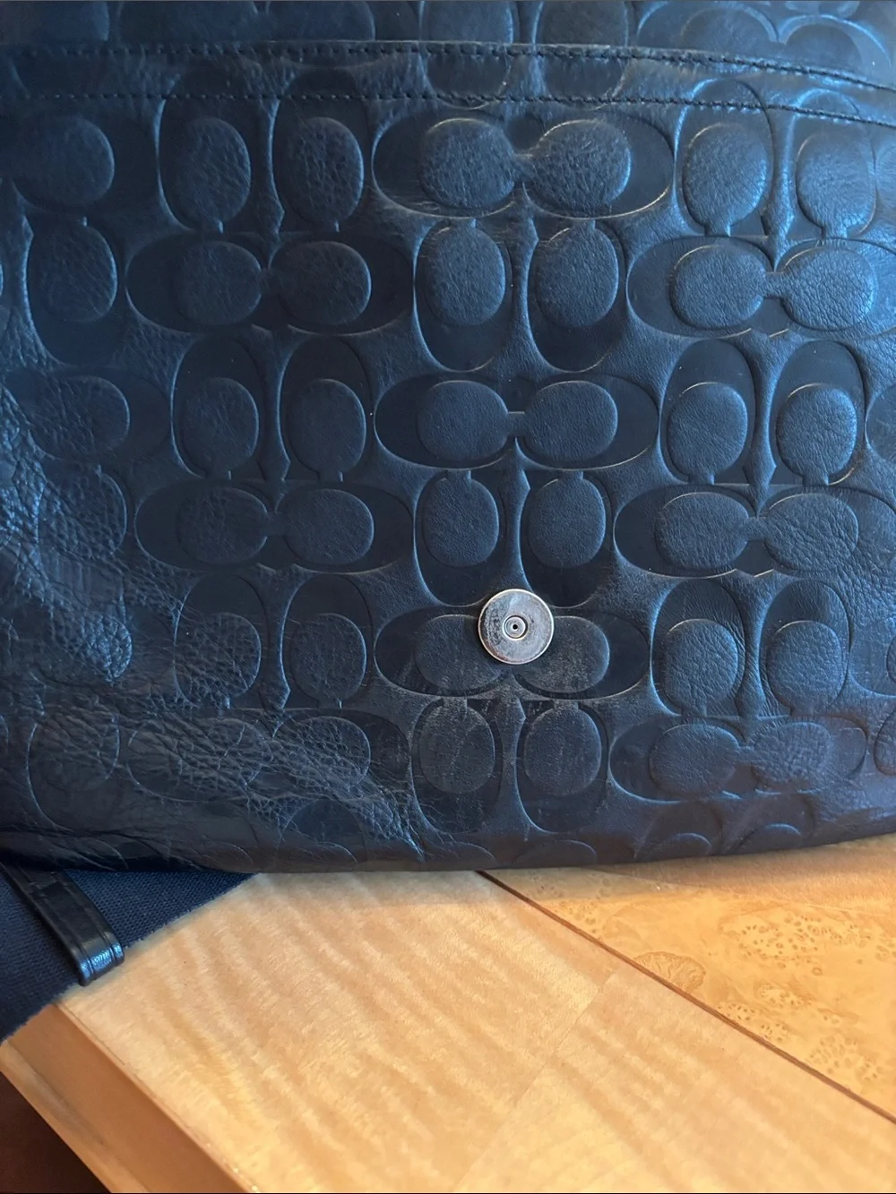 EUC Coach Unisex Black embossed leather Messenger Bag